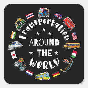 Sticker Carré Transport autour du monde