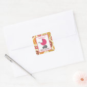 Sticker Carré Transport baby shower rose & Paisley (Enveloppe)
