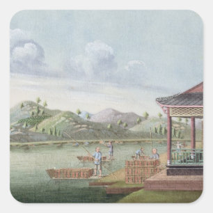 Sticker Carré Transportant des caisses de thé (la semaine sur l