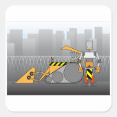 Sticker Carré Travailleur de construction robotique (Devant)