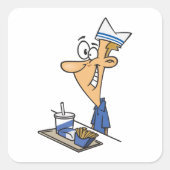 Sticker Carré Travailleur de restauration rapide (Devant)