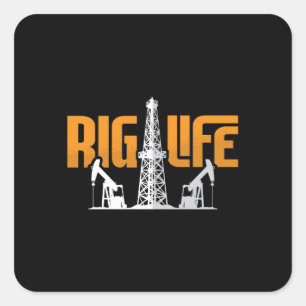 Sticker Carré Travailleur du champ de pétrole Rig Vie de pétrole
