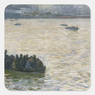 Sticker Carré Travailleurs de chantier naval retournant à la