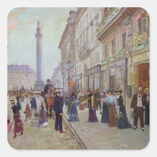 Sticker Carré Travailleurs quittant la Maison Paquin (Devant)