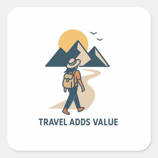 Sticker Carré Travel Adds value (Devant)
