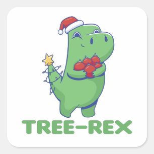 Sticker Carré Tree-Rex Funny Dinosaur
