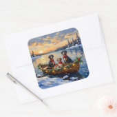 Sticker Carré Treeing Walker Coonhound Christmas Boat Holiday (Enveloppe)