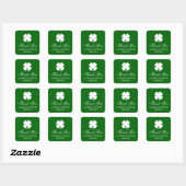 Sticker Carré Trèfle irlandais vert personnalisé à quatre feuill (Feuille)