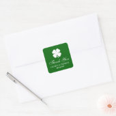 Sticker Carré Trèfle irlandais vert personnalisé à quatre feuill (Enveloppe)