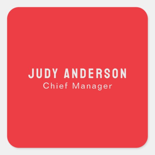 Sticker Carré Trend Bright Red Professional Plain Modern Elegant (Devant)