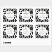 Sticker Carré Trendy Silver Black Cow Spots Merci (Feuille)