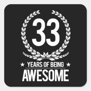 Sticker Carré trente-troisième Anniversaire (33 ans d'être