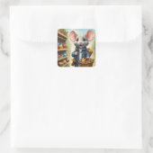 Sticker Carré Très mignon achat de souris. (Sac)