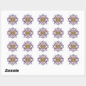 Sticker Carré Triangle Mandala (violet jaune) Sri Yantra (Feuille)