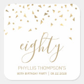 Sticker Carré Triangles Confetti d'or moderne 80e anniversaire (Devant)