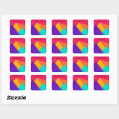 Sticker Carré Triangles géométriques et pyramides lumineux Merci (Feuille)