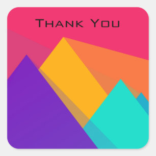 Sticker Carré Triangles géométriques et pyramides lumineux Merci
