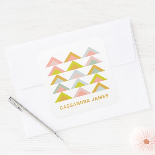 Sticker Carré Triangles géométriques modernes mignons en couleur (Enveloppe)