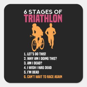 Sticker Carré Triathlon - 6 Étapes Du Triathlon