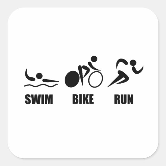 Sticker Carré Triathlon Swim Bike Run (Devant)