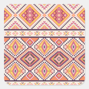 Sticker Carré Tribal Aztec rayé Arrière - plan sans couture