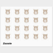 Sticker Carré Tribal Owl Line Art moderne Brown Abstrait