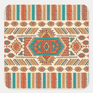 Sticker Carré Tribal Vintage : Ethnic Seamless Motif