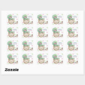 Sticker Carré Tricératops Dinosaur Baby shower fille (Feuille)