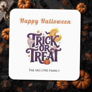 Sticker Carré Trick or Treat Fantômes Fantaisistes Halloween 