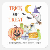 Sticker Carré Trick or Treat Halloween Party Favoriser (Devant)