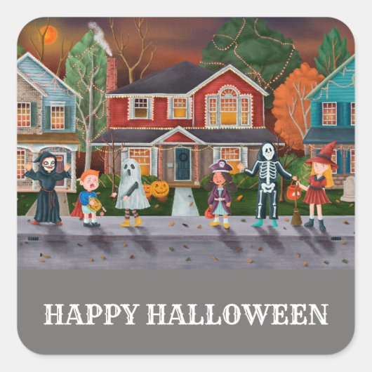 Sticker Carré Trick or Treat, Happy Halloween (Devant)