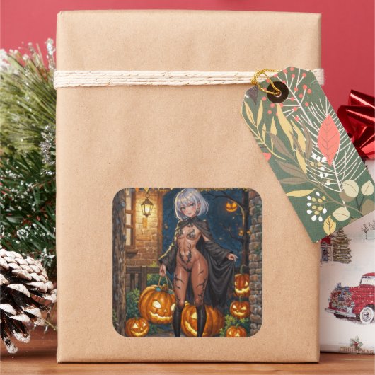 Sticker Carré Trick ou le traitement, Brave Halloween Costume Gi (vacances)