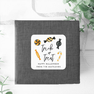 Sticker Carré Trick ou traitement classique de bonbons d'Hallowe