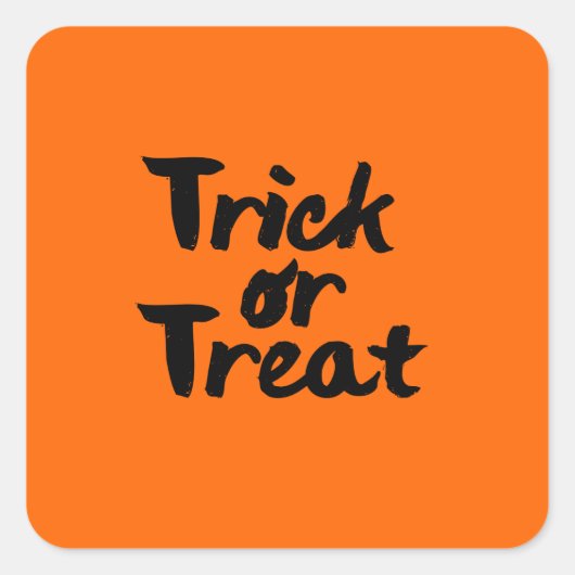 Sticker Carré Trick ou traiter Halloween Orange Black Brush Stro (Devant)