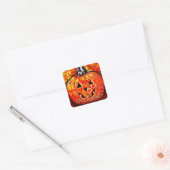 Sticker Carré Trick ou Treat Abstrait Jack-o'-lantern Citrouille (Enveloppe)