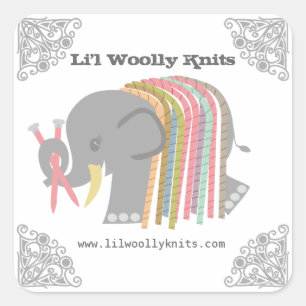 Sticker Carré Tricot aiguilles fil éléphant mammouth laine