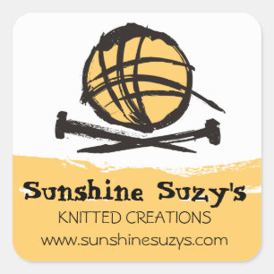 Sticker Carré tricot couleur personnalisée aiguilles fil encre b