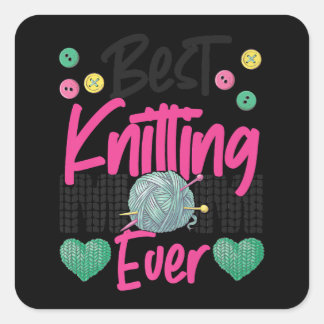 Sticker Carré Tricot Crochet Knit Happer Knitter