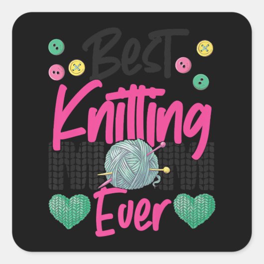 Sticker Carré Tricot Crochet Knit Happer Knitter (Devant)