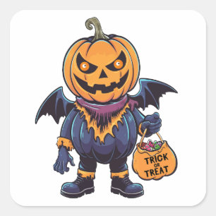 Sticker Carré Tricoter ou traiter   Joyeux Halloween
