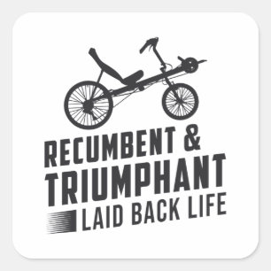 Sticker Carré Tricycle Recumbent & Triumphant Vintage Retro