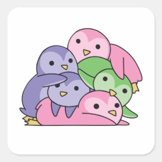 Sticker Carré Trigender Flag Pride Lgbtq Cute Penguin