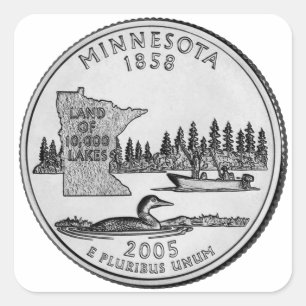 Sticker Carré Trimestre de l'État du Minnesota