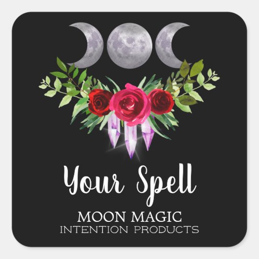 Sticker Carré Trinity Moon Intention Chandelle Spell Jar (Devant)