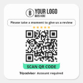 Sticker Carré Tripadvisor Avis QR Code Rate Business 5 Star (Devant)