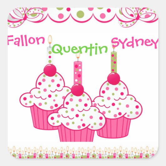 Sticker Carré Triplets de billets de cupcake ROK (Devant)