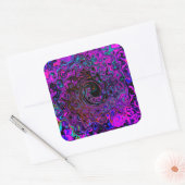 Sticker Carré Trippy Black et Magenta Retro Liquid Swirl (Enveloppe)