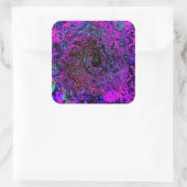 Sticker Carré Trippy Black et Magenta Retro Liquid Swirl (Sac)