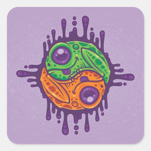 Sticker Carré Trippy Drippy Frog Yin Yang (Devant)