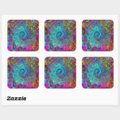 Sticker Carré Trippy Sky Blue Abstrait Retro Liquid Swirl (Feuille)